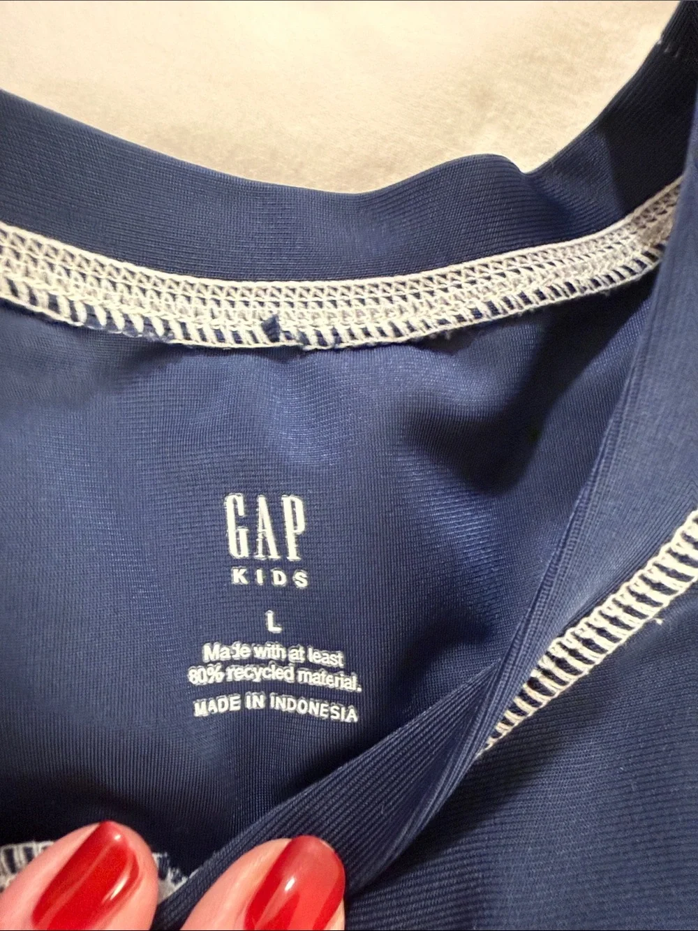 GAP Navy Short-Sleeve Rash Guard with Light Contrast Trim